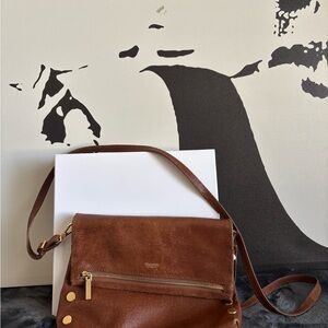 Hammitt Brown Leather Crossbody with Gold Hardware